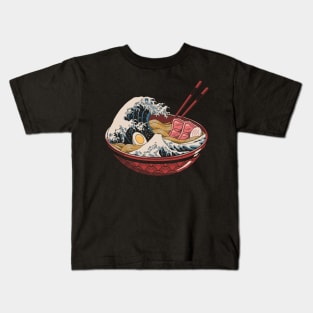 Great Ramen Wave Back Print Kids T-Shirt